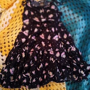 Hot Topic Black Dress with Pink Moon & Floral Print